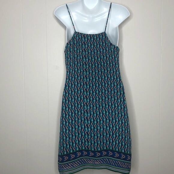 MAEVE ANTHROPOLOGIE Silk Slip Dress Womens Size Small Geometric Print Mini Boho - Picture 6 of 8